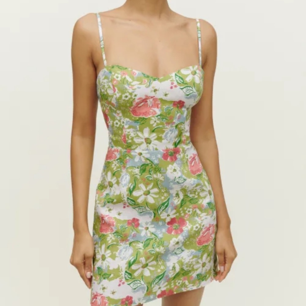 💚Reformation Roarke Linen Dress Summer Of Love